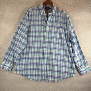 Vineyard Vines Mens Slim Fit Tucker Shirt Size XXL Lightweight Cotton Blue Plaid